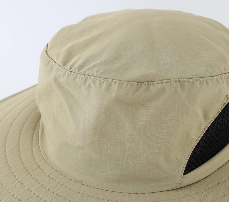 LLmoway Boys Girls Sun Hat UPF50+ Outdoor Adjustable Wide Brim Quick Dry Beach Hat with Cord Khaki - Image 5